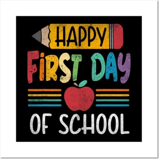 Pencil Happy First Day Of School Teacher Posters and Art